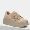 Filippo DP7987 Beżowe sneakersy damskie zamszowe na platformie 