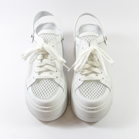 Sneakersy damskie EKSBUT Białe siateczkowe sandały skórzane Slingback 7233