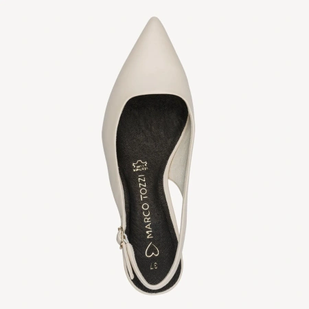 Marco Tozzi 29514 czółenka damskie beżowe slingback skóra
