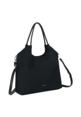 Luigisanto RG2592004-3 czarna duża torebka damska zamszowa shopperka