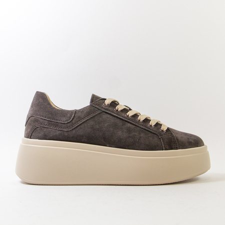 Półbuty damskie SOHO 8110 Brązowe Sneakersy skórzane na platformie