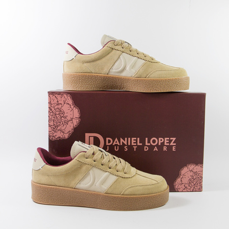Sneakersy damskie DANIEL LOPEZ Beżowe Skórzane Półbuty zamszowe 4022