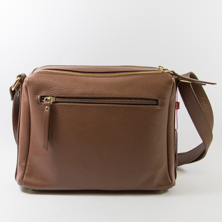Torebka damska VEZZE Listonoszka Skórzana Brązowa Trzykomorowa V002