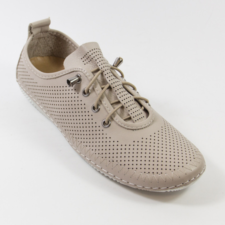 Półbuty damskie BOCCATO Beżowe skórzane trampki ażurowe Lekkie sportowe 425