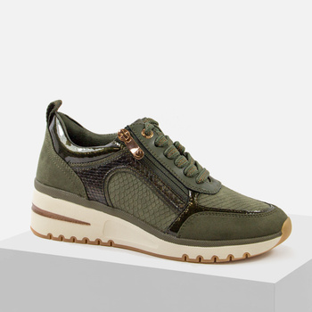 Sneakersy damskie MARCO TOZZI 23739 zielone półbuty na koturnie 23767