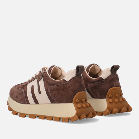 Sneakersy damskie VENEZIA półbuty sportowe skórzane brązowe V408