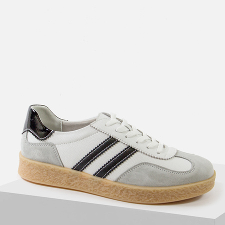 GOODIN 2102 biało-szare sneakersy damskie skórzane retro
