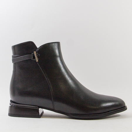 Botki damskie CAMBELL Czarne skórzane ocieplane eleganckie 55317