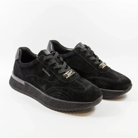 Goodin 1079 czarne sneakersy damskie zamszowe na platformie