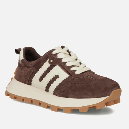 Filippo 6743 brązowe sneakersy damskie zamszowe na platformie