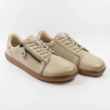 Potocki 19503 Beżowe skórzane półbuty damskie barefoot