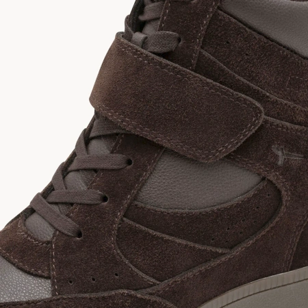 Tamaris 25282 Brązowe wysokie sneakersy damskie skórzane