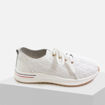 Półbuty damskie ARTIKER 54C1758 Skórzane Białe Sportowe ażurowe Trampki