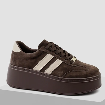 Goodin 1044 brązowe sneakersy damskie zamszowe na platformie
