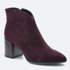 Botki damskie D&A Bordowe zamszowe Sztyblety z cyrkoniami Eleganckie