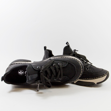 Półbuty damskie RIEKER Sneakersy czarne Trzewiki Antistress 45973-00