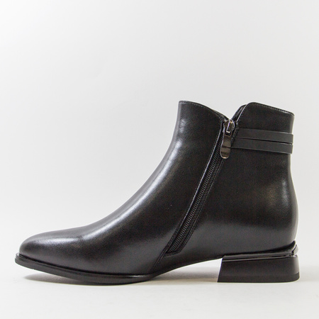 Botki damskie CAMBELL Czarne skórzane ocieplane eleganckie 55317