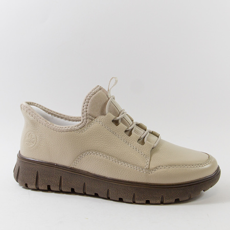 Półbuty damskie RIEKER Beżowe sportowe sneakersy Antistress wsuwane N1357