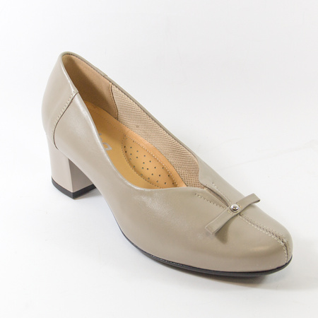 Czółenka damskie SOHO 9909 Szary Beż Skóra naturalna słupek 5,5 cm komfort