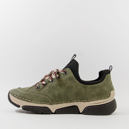 Półbuty damskie RIEKER Sneakersy zielone Trzewiki Antistress 45973-54