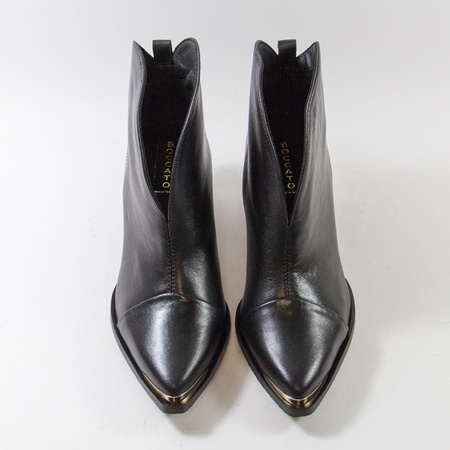 Botki damskie BOCCATO Czarne Kowbojki skórzane ocieplane eleganckie 8031