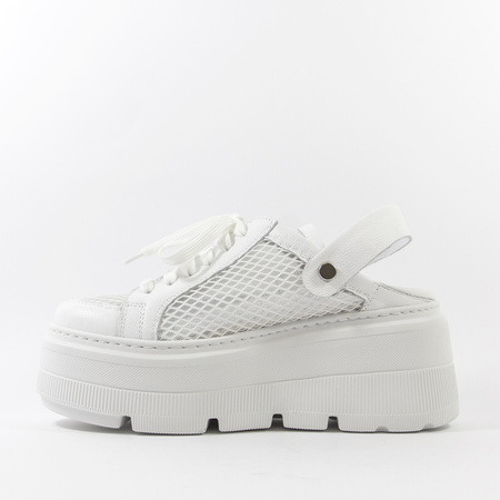 Sneakersy damskie EKSBUT Białe siateczkowe sandały skórzane Slingback 7233