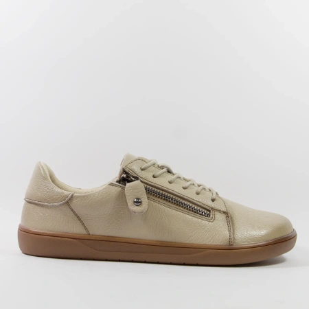 Potocki 19503 Beżowe skórzane półbuty damskie barefoot