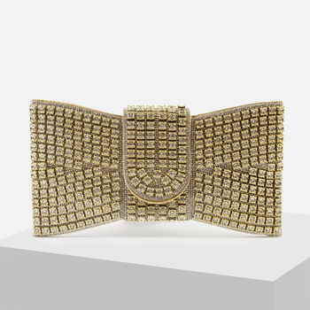 Elegancka kopertówka wizytowa Złota torebka z kryształami Wesele imprezę XS1