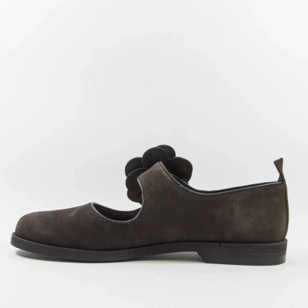 Visconi 3252 półbuty damskie brązowe skóra welurowa Mary Jane