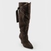Laura Piacci 4056 czekoladowe kozaki skórzane z szeroką cholewką