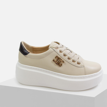 Sneakersy damskie SOHO Beżowe Skórzane na platformie Półbuty