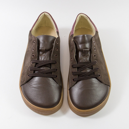 Półbuty damskie KAMPA Barefoot Brązowe Sneakersy Skórzane zamszowe 1120