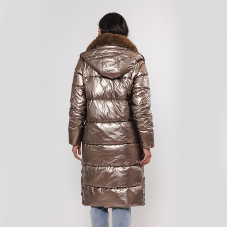 Długi płaszcz Rino & Pelle Heart Padded z odpinanym kapturem brązowy