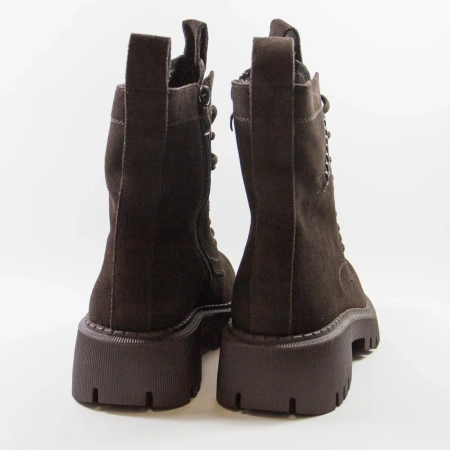 D&A JC62-1035 Brązowe botki damskie zamszowe ocieplane