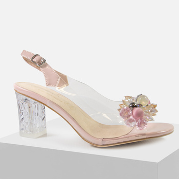Eleganckie sandały damskie D&A Transparentne na obcasie Różowe Silikonowe