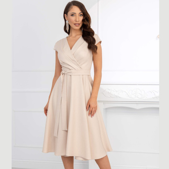 Elegancka sukienka damska MARCONI Roxana Połyskująca Beżowa