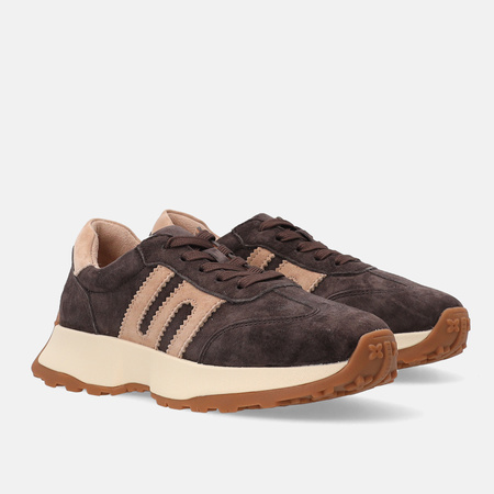 Sneakersy damskie VENEZIA półbuty sportowe skórzane brązowe V408-00396