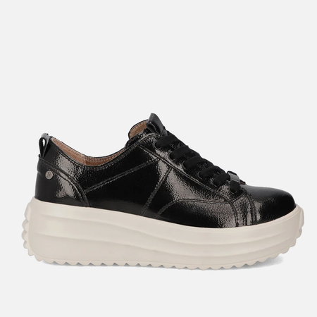 Sneakersy damskie FILIPPO Czarne lakier skórzane półbuty na platformie 6795