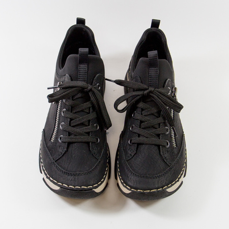 Półbuty damskie RIEKER Sneakersy czarne Trzewiki Antistress 45973-00