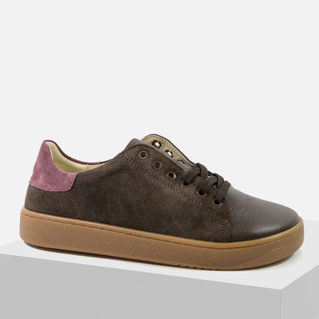 Półbuty damskie KAMPA Barefoot Brązowe Sneakersy Skórzane zamszowe 1120