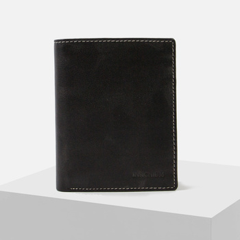 Portfel Męski INSIGNIUM Skórzany Elegancki czarny pionowy