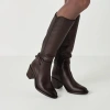 Tamaris 25509 Brązowe kozaki damskie Mocca na obcasie 7 cm