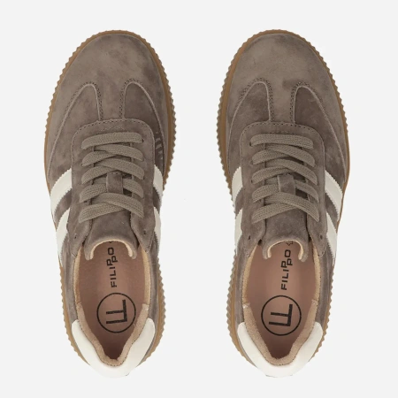 Filippo 6776 beżowe sneakersy damskie zamszowe na platformie