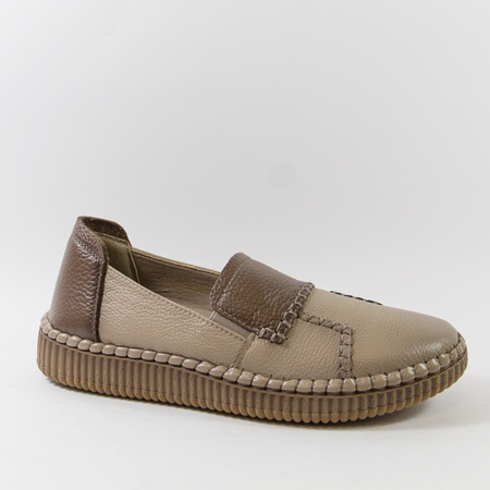 Półbuty damskie CAMBELL Beżowe skórzane wsuwane slip'on 15300