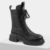 Venezia V439 Czarne workery damskie skórzane Botki sznurowane