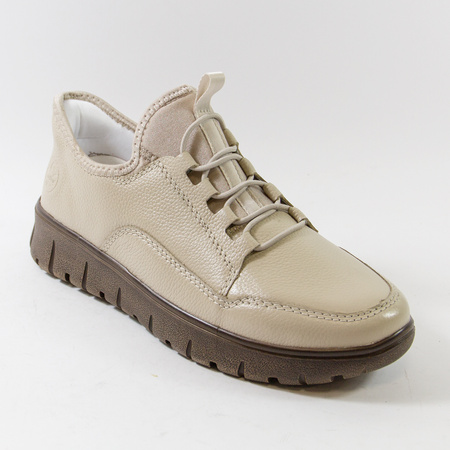 Półbuty damskie RIEKER Beżowe sportowe sneakersy Antistress wsuwane N1357
