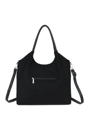 Luigisanto RG2592004-3 czarna duża torebka damska zamszowa shopperka