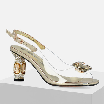 Sandały damskie SCAVIOLA S-214 Złote silikonowe Eleganckie wesele ślub