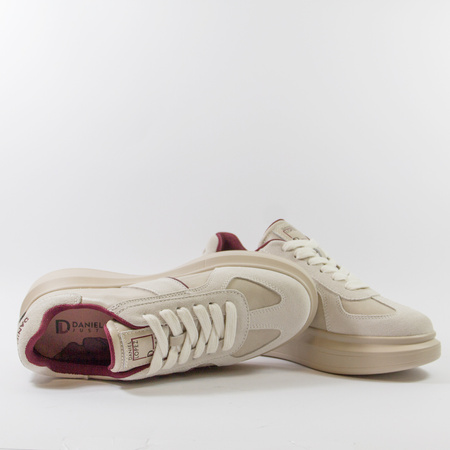 Sneakersy damskie DANIEL LOPEZ Beżowe Skórzane Półbuty zamszowe 4003