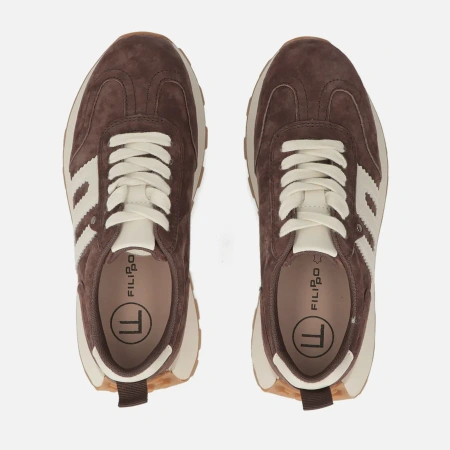 Filippo 6743 brązowe sneakersy damskie zamszowe na platformie